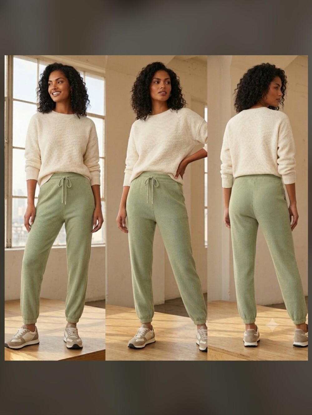 Karen Kane Light Sage Knit Drawstring Joggers